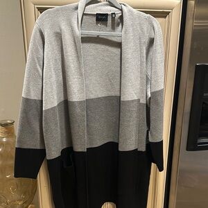 Cyrus Color-Block Cardigan Sweater Gray and Black